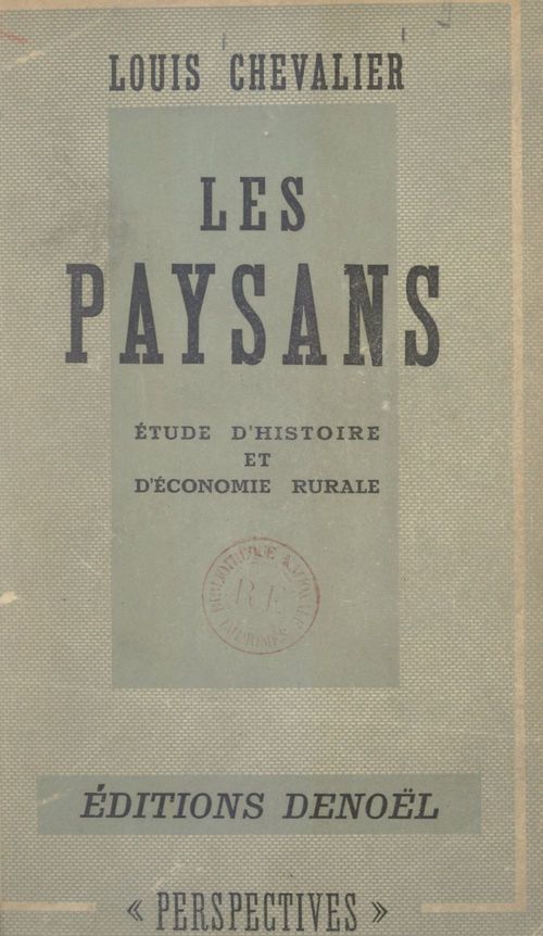ebook cover of Les paysans, by Louis Chevalier