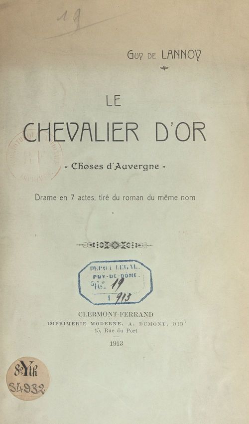 Couverture ebook de Le chevalier d'or (choses d'Auvergne), de Guy De Lannoy