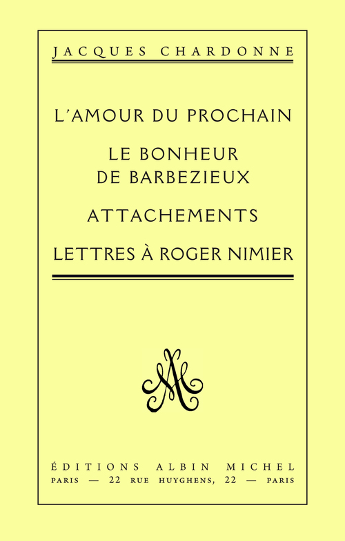 Couverture ebook de L'Amour du prochain, de Jacques Chardonne