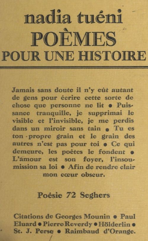 Couverture ebook de Poèmes pour une histoire, de Nadia Tueni