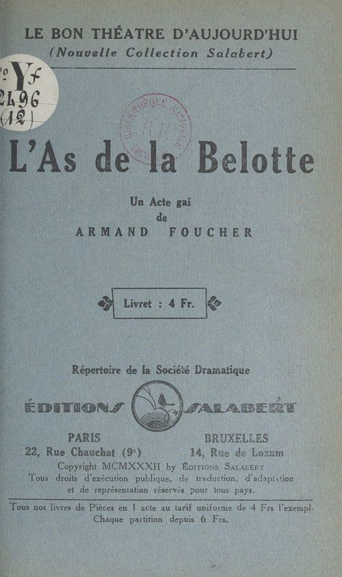 ebook cover of L'as de la belotte, by Armand Foucher