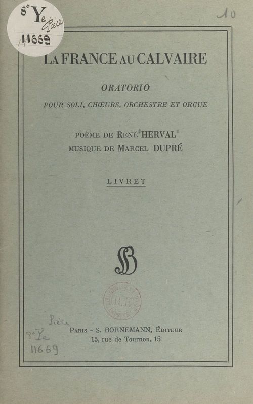 Couverture ebook de La France au Calvaire, de Marcel Dupre, Rene Herval