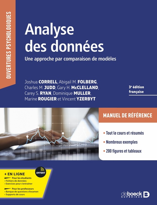 Couverture ebook de Analyse des données, de Joshua Correll, Abigail M. Folberg, Charles M Judd, Gary H McClelland, Carey S Ryan, Dominique Muller, Marine Rougier, V