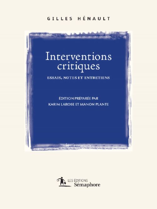 ebook cover of Interventions critiques, by Henault Gilles