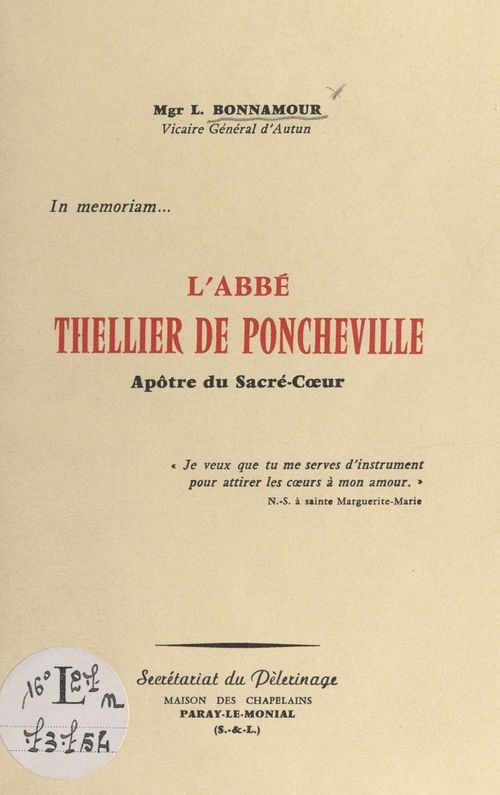 Couverture ebook de L'Abbé Thellier de Poncheville, apôtre du Sacré-Coeur, de Louis Bonnamour
