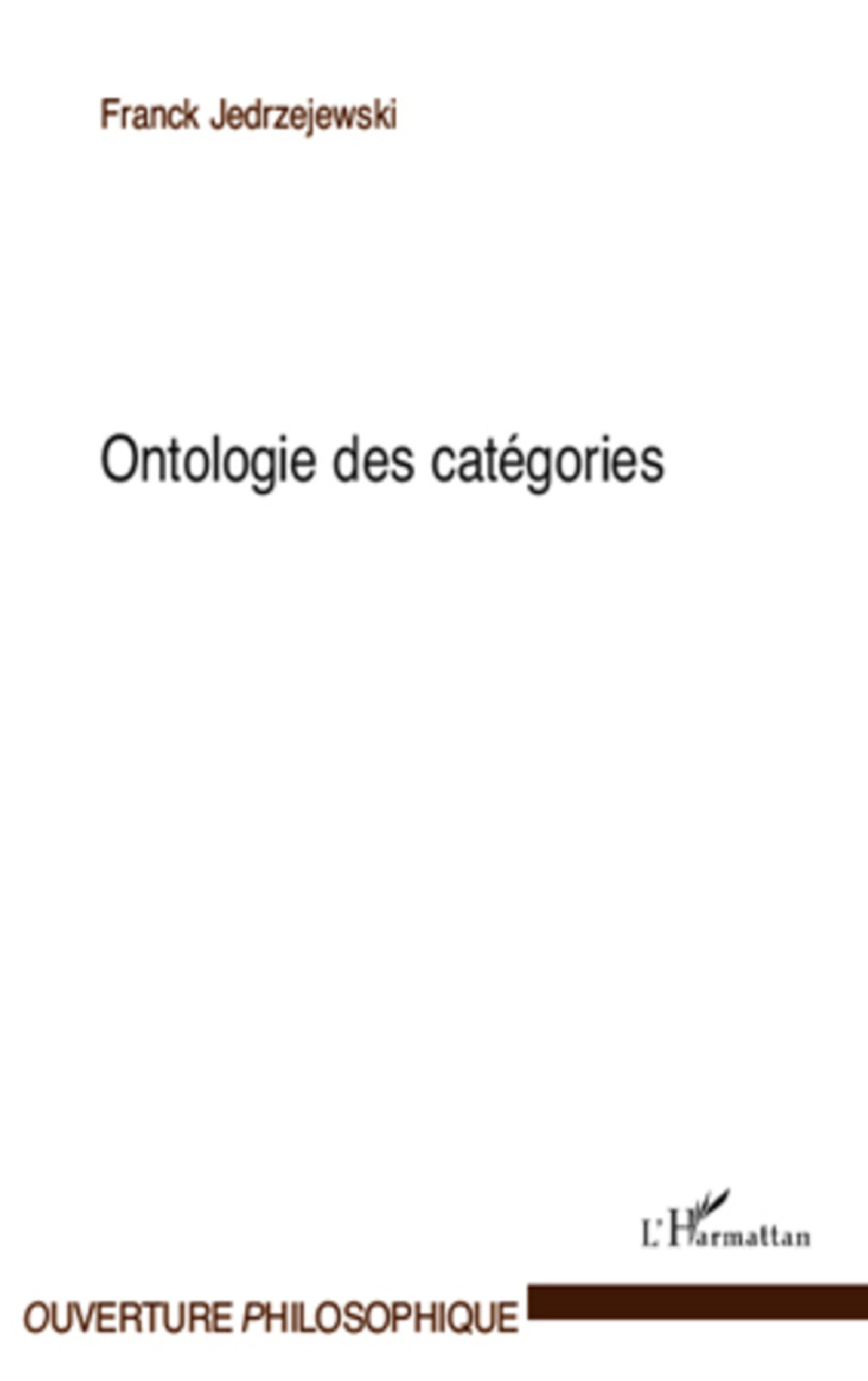 ebook cover of Ontologie des catégories, by Franck Jedrzejewski