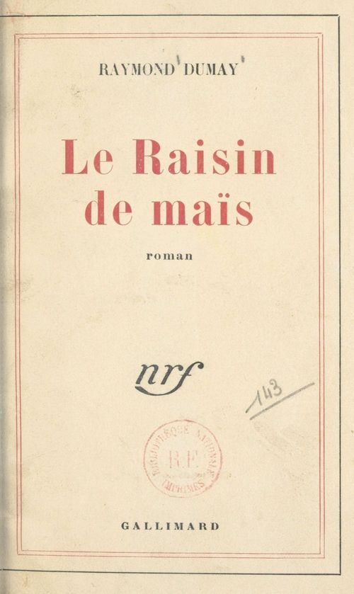 Couverture ebook de Le raisin de maïs, de Raymond Dumay