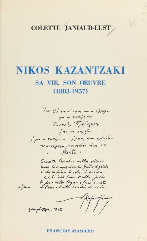 Couverture ebook de Nikos Kazantzaki, de Colette Janiaud-Lust