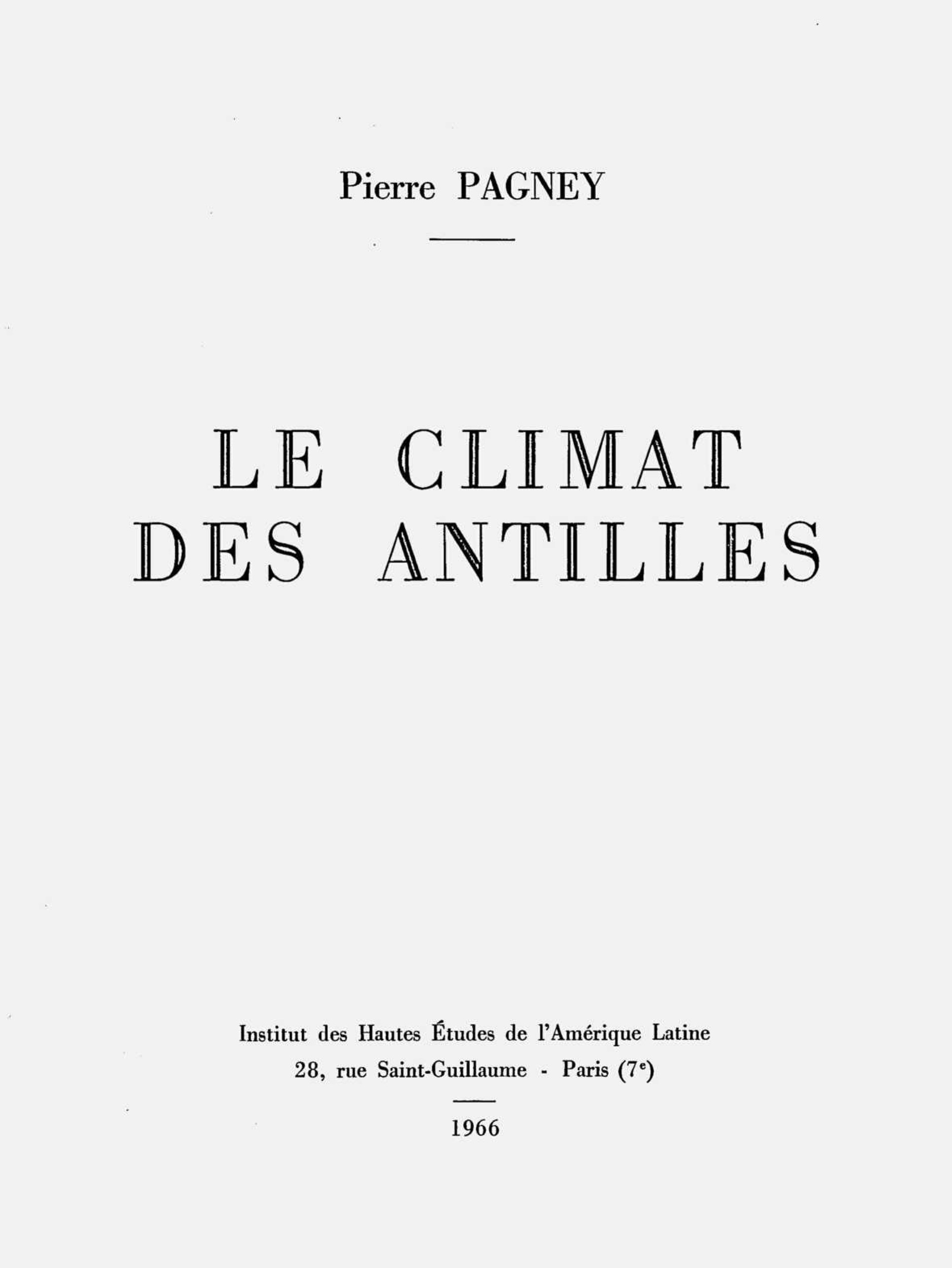 ebook cover of Le climat des Antilles, by Pierre Pagney