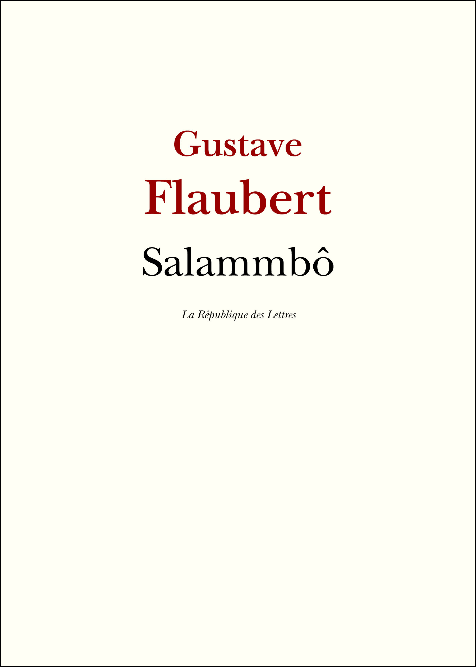 Couverture ebook de Salammbô, de Gustave Flaubert