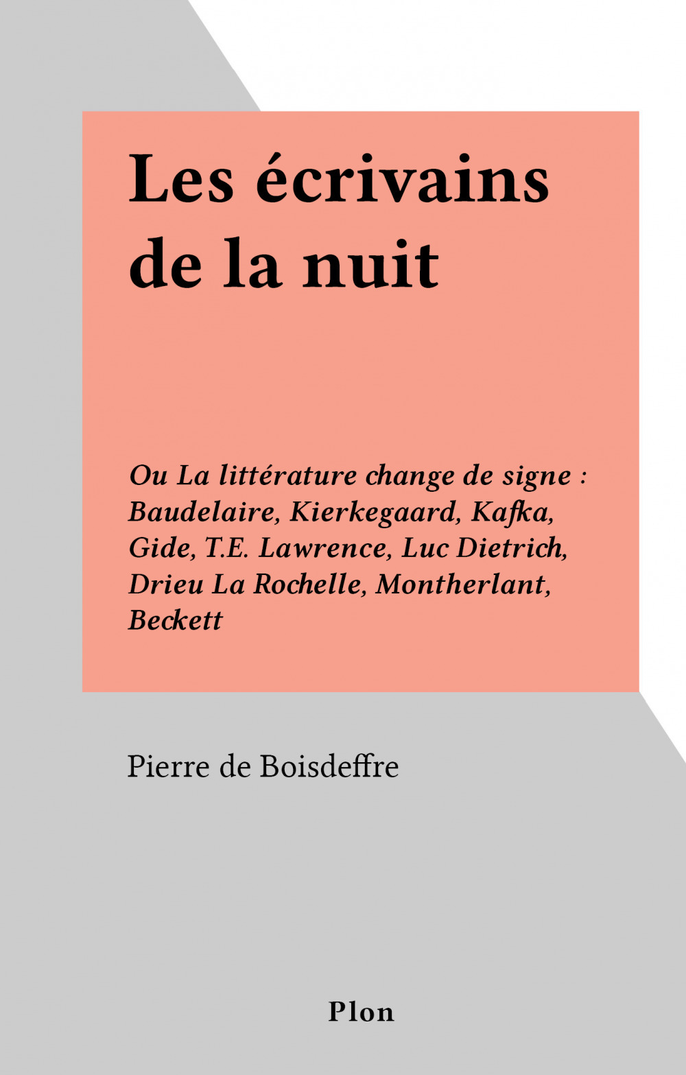 Couverture ebook de Les écrivains de la nuit, de Pierre de Boisdeffre