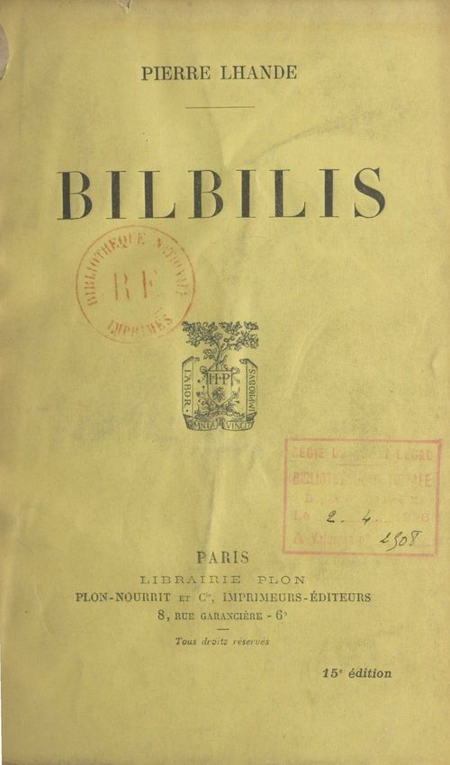 ebook cover of Bilbilis, by Pierre Lhande