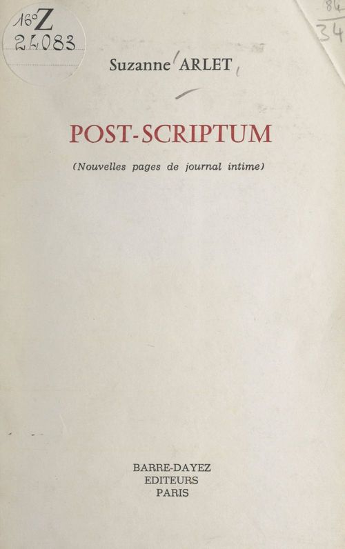 ebook cover of Post-scriptum, by Suzanne Arlet