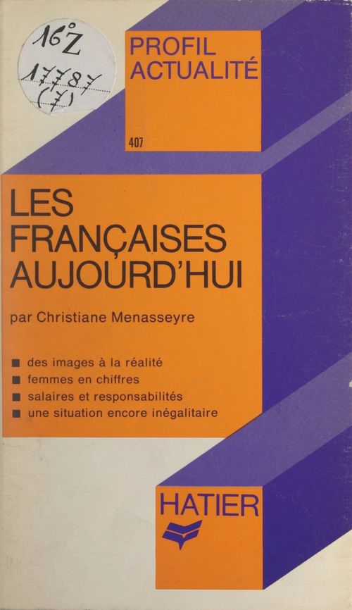 ebook cover of Les Françaises aujourd'hui, by Christiane Menasseyre
