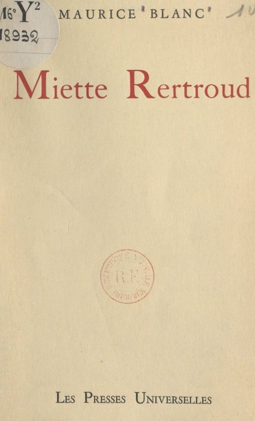 ebook cover of Miette Rertroud, by Maurice Blanc