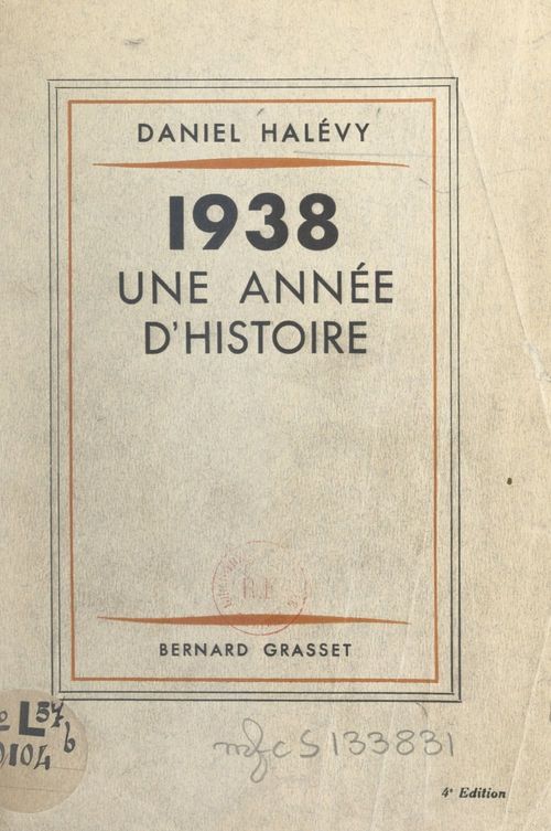 ebook cover of 1938, une année d'histoire, by Daniel Halevy