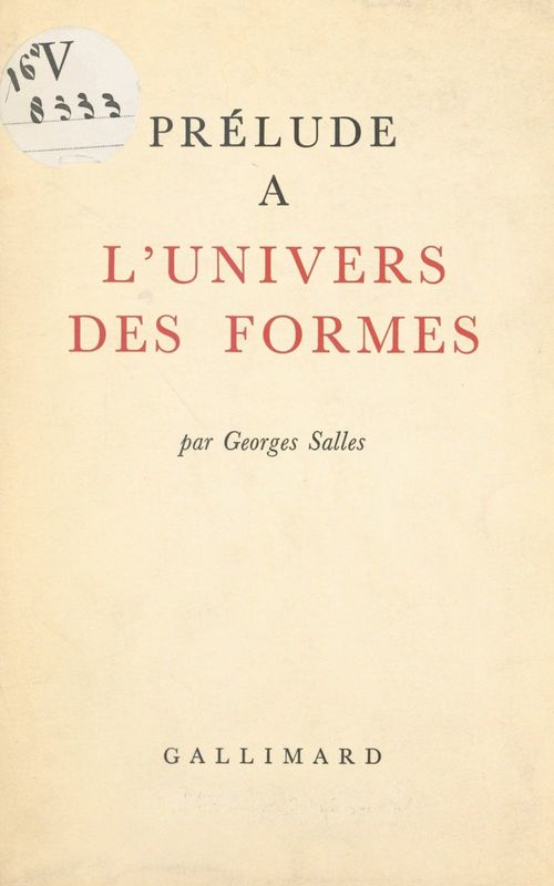 ebook cover of Prélude à l'univers des formes, by Georges Salles
