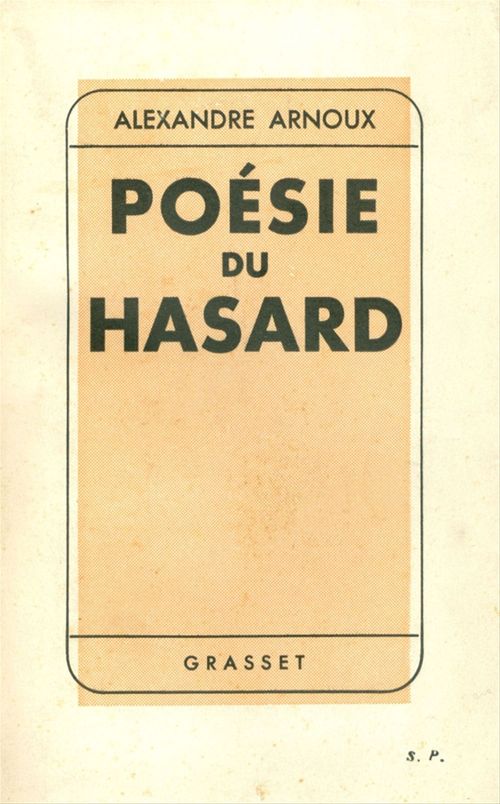 ebook cover of Poésie du hasard, by Alexandre Arnoux