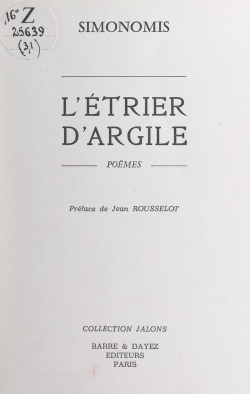 ebook cover of L'étrier d'argile, by Simonomis