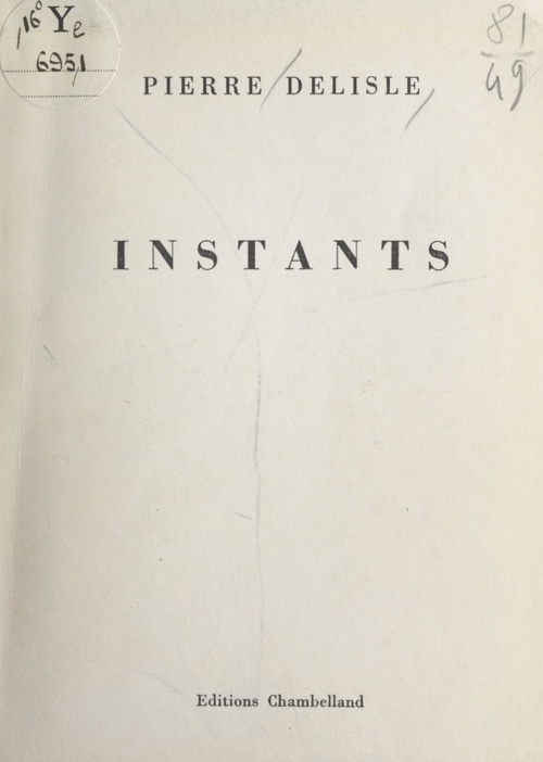 Couverture ebook de Instants, de Pierre Delisle