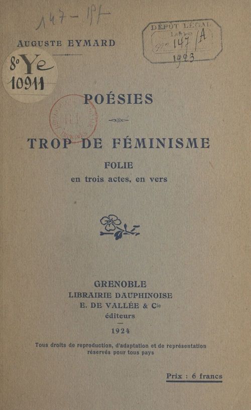 Couverture ebook de Poésies. Trop de féminisme, de Auguste Eymard
