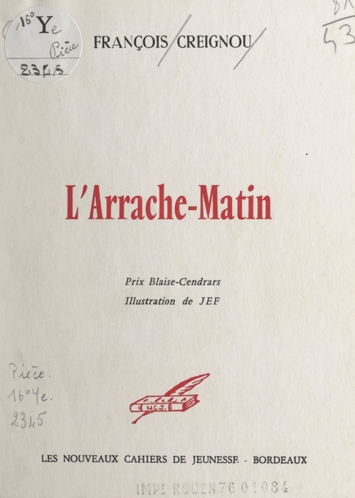Couverture ebook de L'arrache-matin, de Francois Creignou