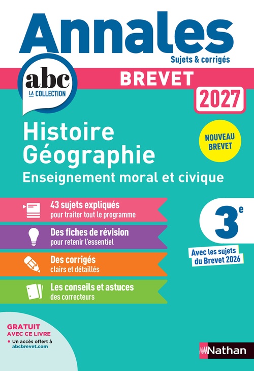 Couverture ebook de Annales Brevet Histoire Géographie Enseignement Moral et Civique 2027 - Corrigé, de Grégoire Pralon, Laure Genet, Pascal Jézéquel