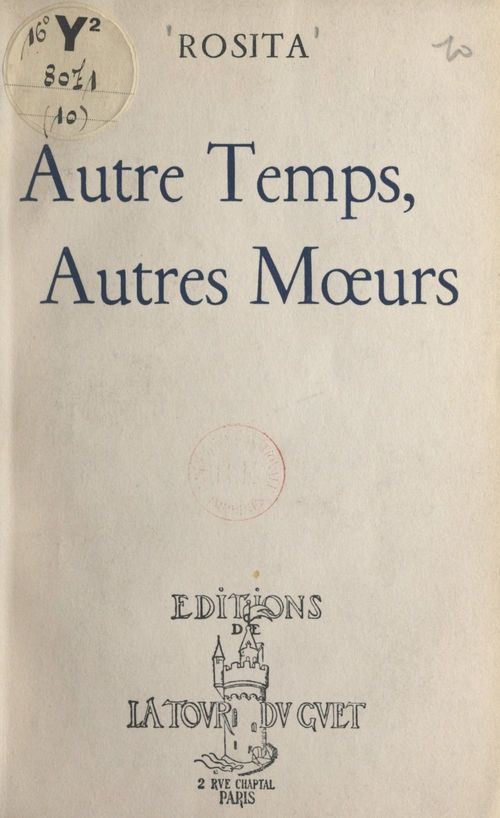 Couverture ebook de Autre temps, autres moeurs, de Rosita