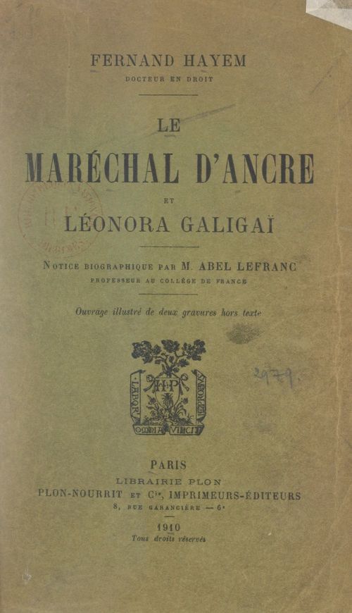 ebook cover of Le Maréchal d'Ancre et Léonora Galigaï, by Fernand Hayem
