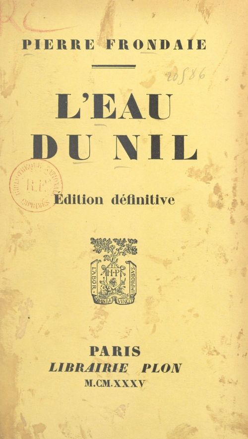 Couverture ebook de L'eau du Nil, de Pierre Frondaie