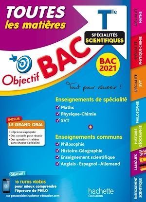 Couverture ebook de Objectif Bac - Term Enseignements communs + Spécialités Maths-Physique-Chimie-SVT BAC 2021, de Xxx