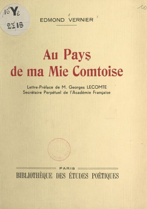Couverture ebook de Au pays de ma mie comtoise, de Edmond Vernier