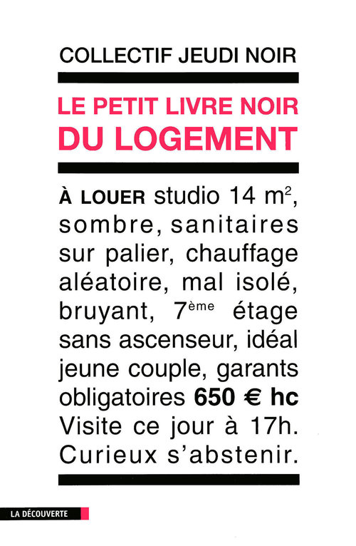 Couverture ebook de Le petit livre noir du logement, de Collectif Jeudi noir