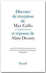 Couverture ebook de Discours de réception à l'Académie française, de Max Gallo