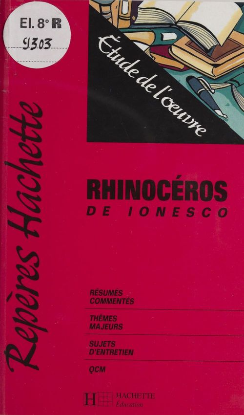 ebook cover of «Rhinocéros» de Ionesco, by Eugène Ionesco, Georges Zaragoza