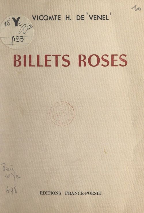 ebook cover of Billets roses, by Henri De Venel