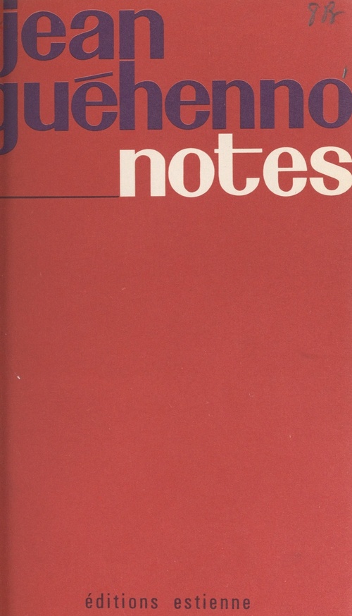 Couverture ebook de Notes, de Jean Guéhenno