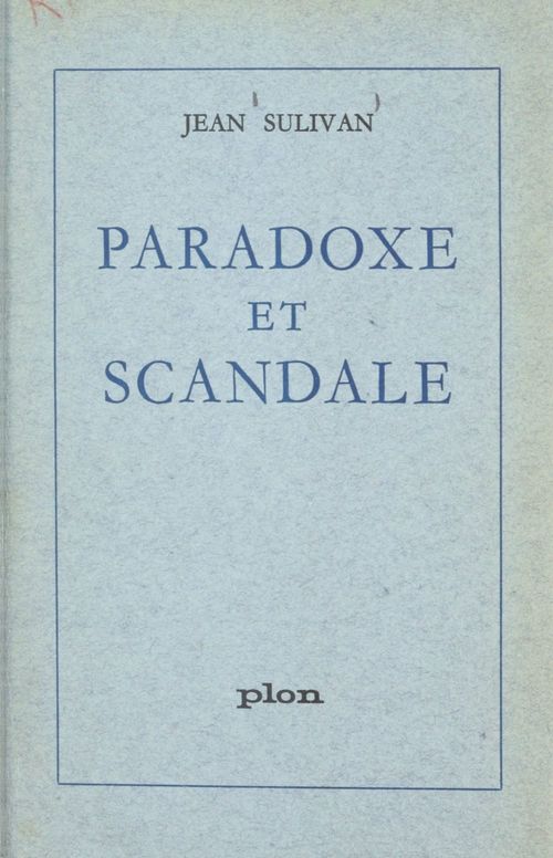 Couverture ebook de Paradoxe et scandale, de Jean Sulivan