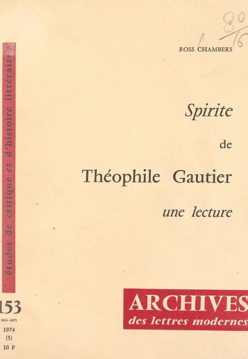 Couverture ebook de Spirite, de Théophile Gautier, de Ross Chambers