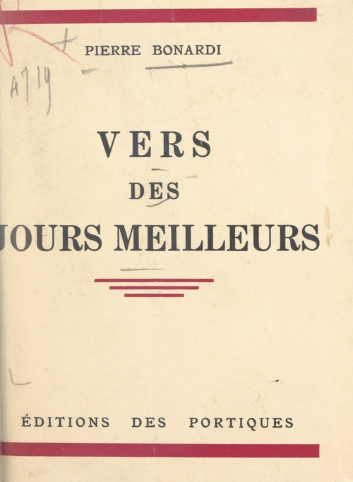 Couverture ebook de Vers des jours meilleurs, de Pierre Bonardi