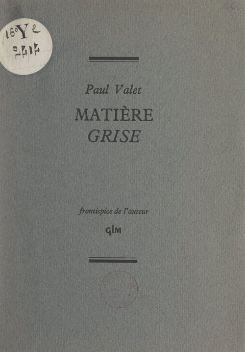 ebook cover of Matière grise, by Paul Valet