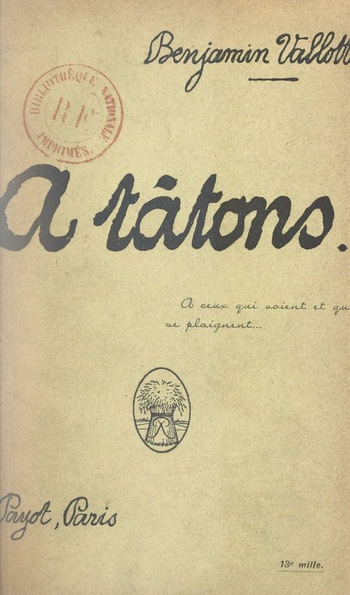 Couverture ebook de À tâtons..., de Benjamin Vallotton