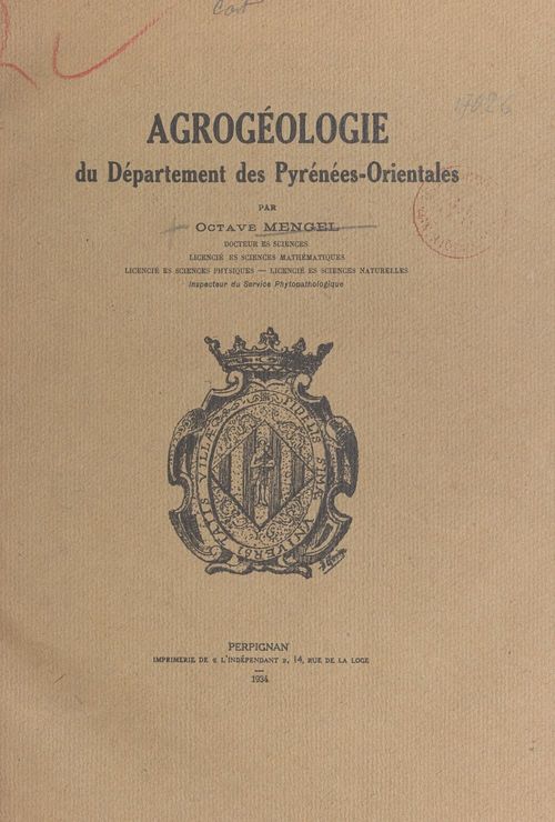 ebook cover of Agrogéologie du département des Pyrénées-Orientales, by Octave Mengel
