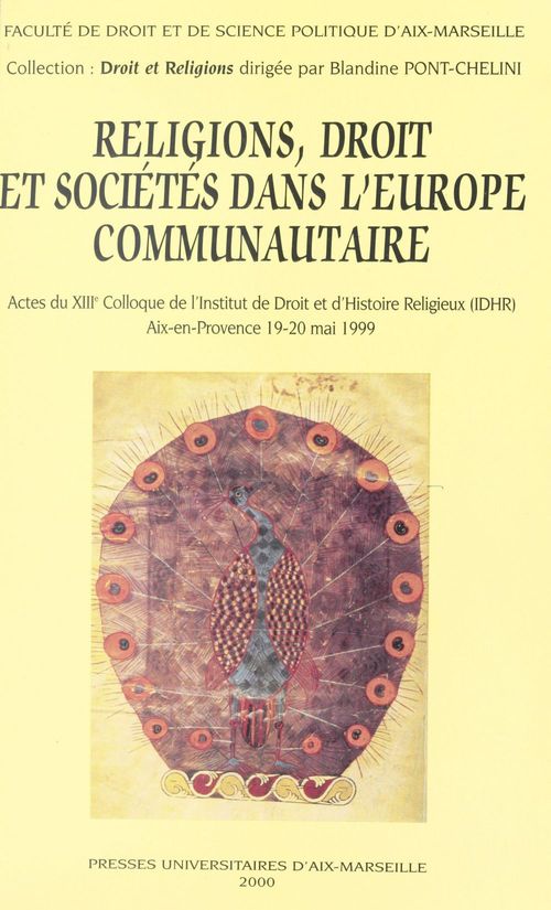 Couverture ebook de Religions, droit et sociétés dans l'Europe communautaire, de Institut De Droit Et D'Histoire Canoniqu