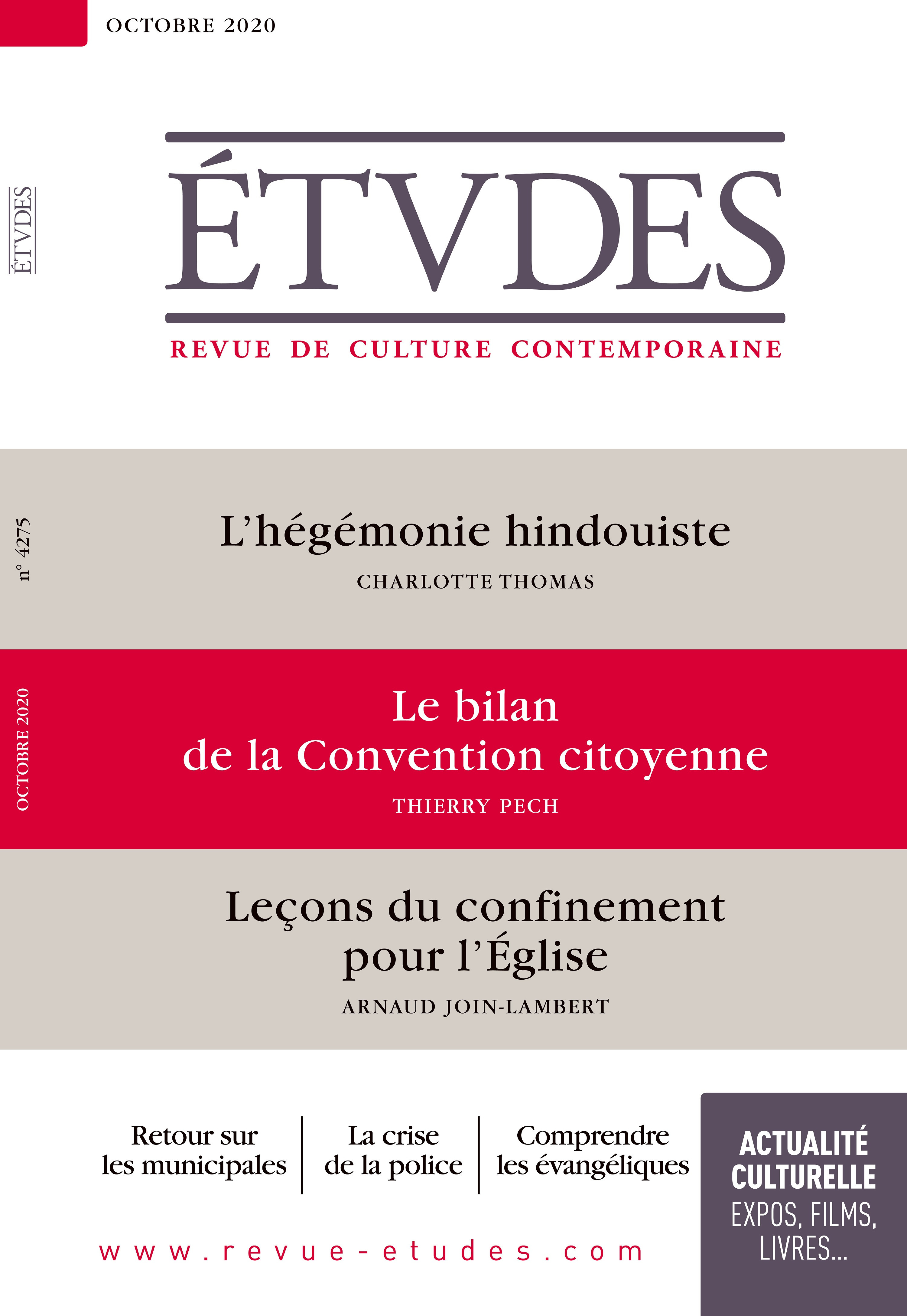 Couverture ebook de Revue Etudes - Le bilan de la Convention citoyenne (Entretien avec Thierry Pech), de Revue études