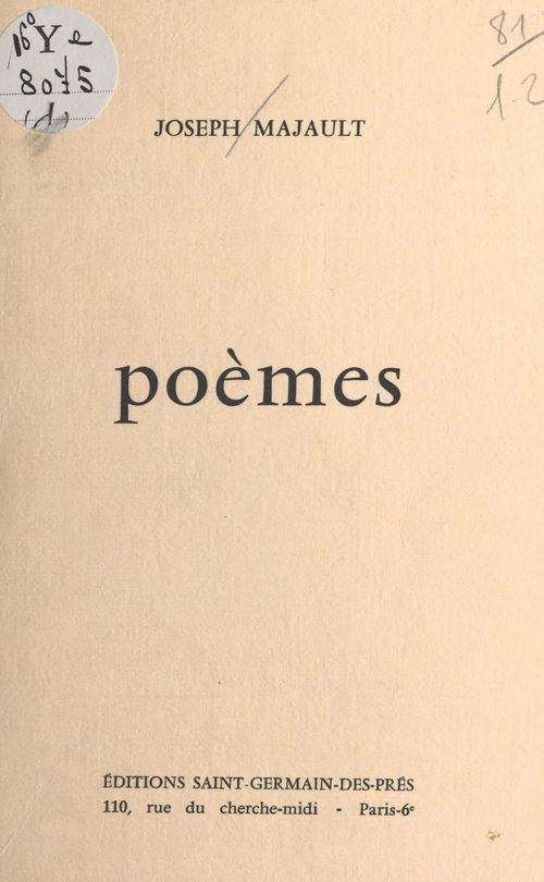 ebook cover of Poèmes, by Joseph Majault