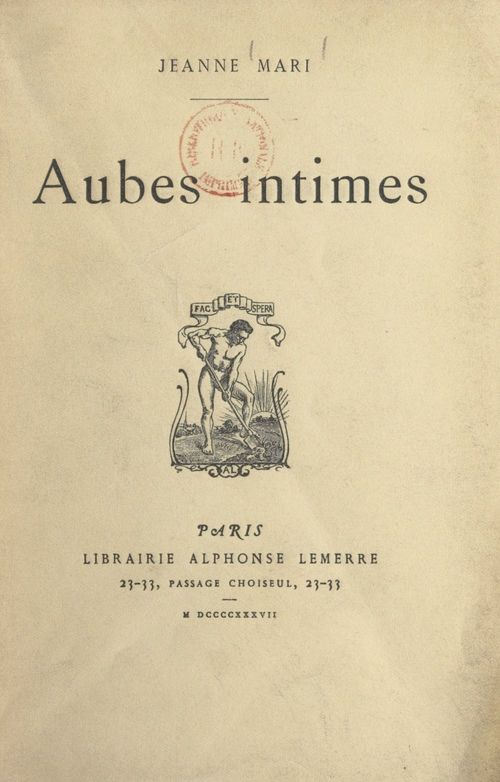 Couverture ebook de Aubes intimes, de Jeanne Mari