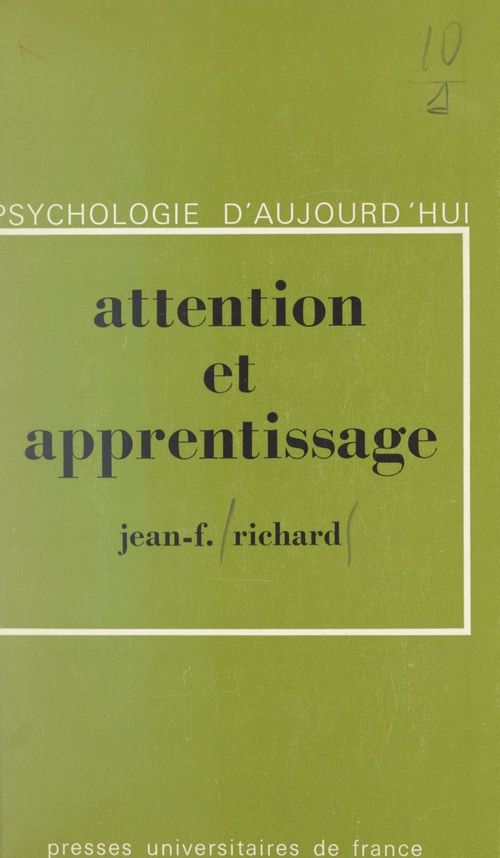 Couverture ebook de Attention et apprentissage, de Jean-françois Richard