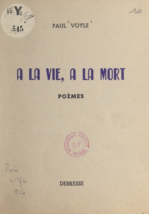 Couverture ebook de À la vie, à la mort, de Paul Voyle