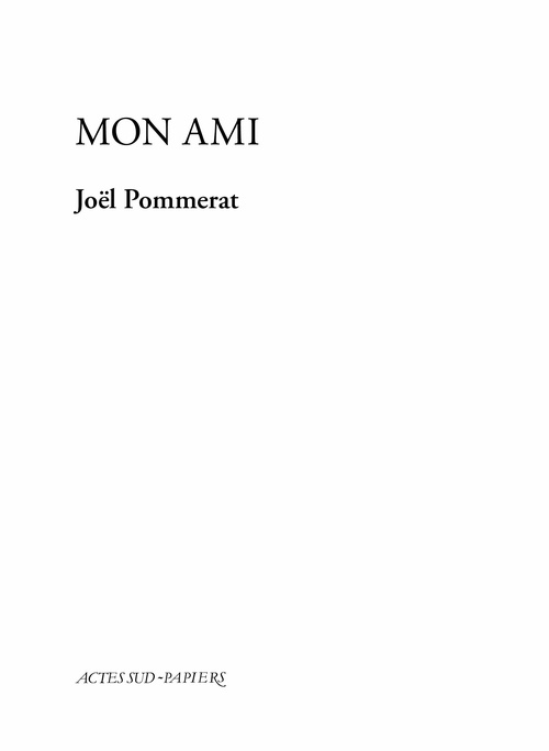 Couverture ebook de Mon ami, de Joel Pommerat